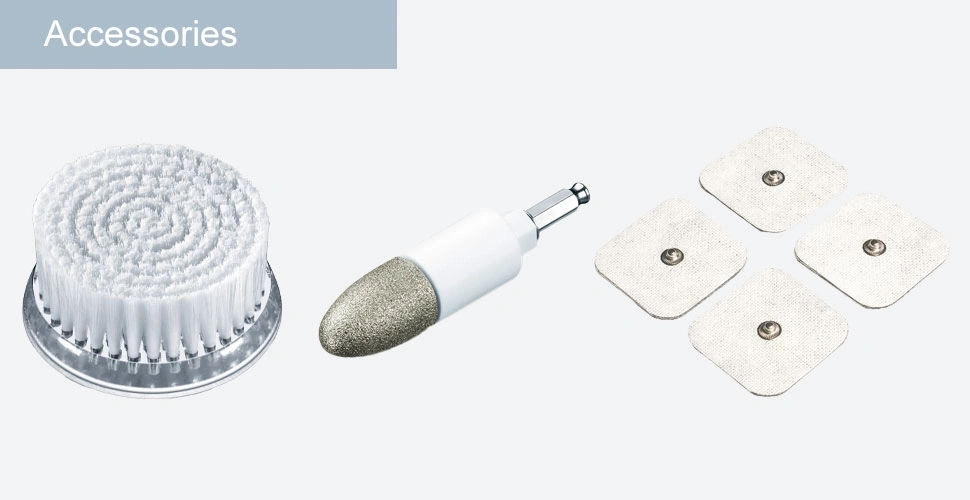 Accesorios: cepillo de limpieza, accesorio de esmerilado, electrodos para dispositivos de masaje.