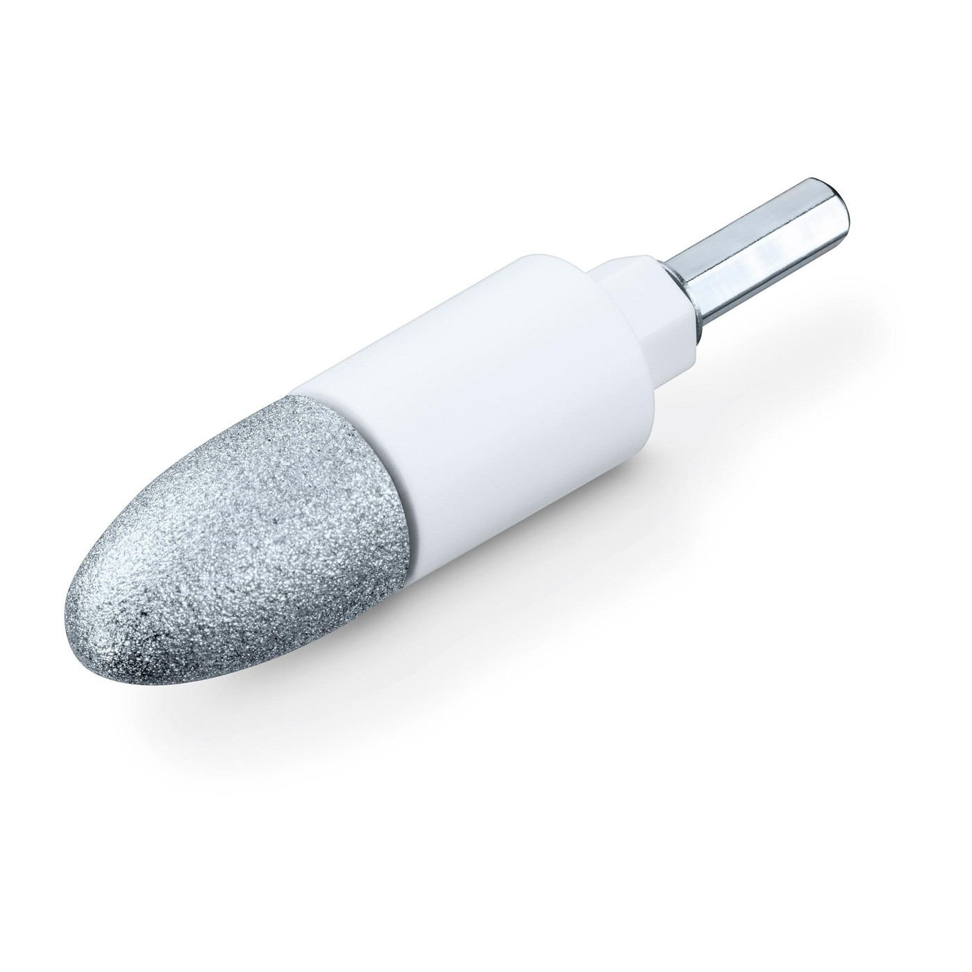 Broca para uñas, vástago blanco, cabezal de esmerilado plateado, herramienta de manicura y pedicura