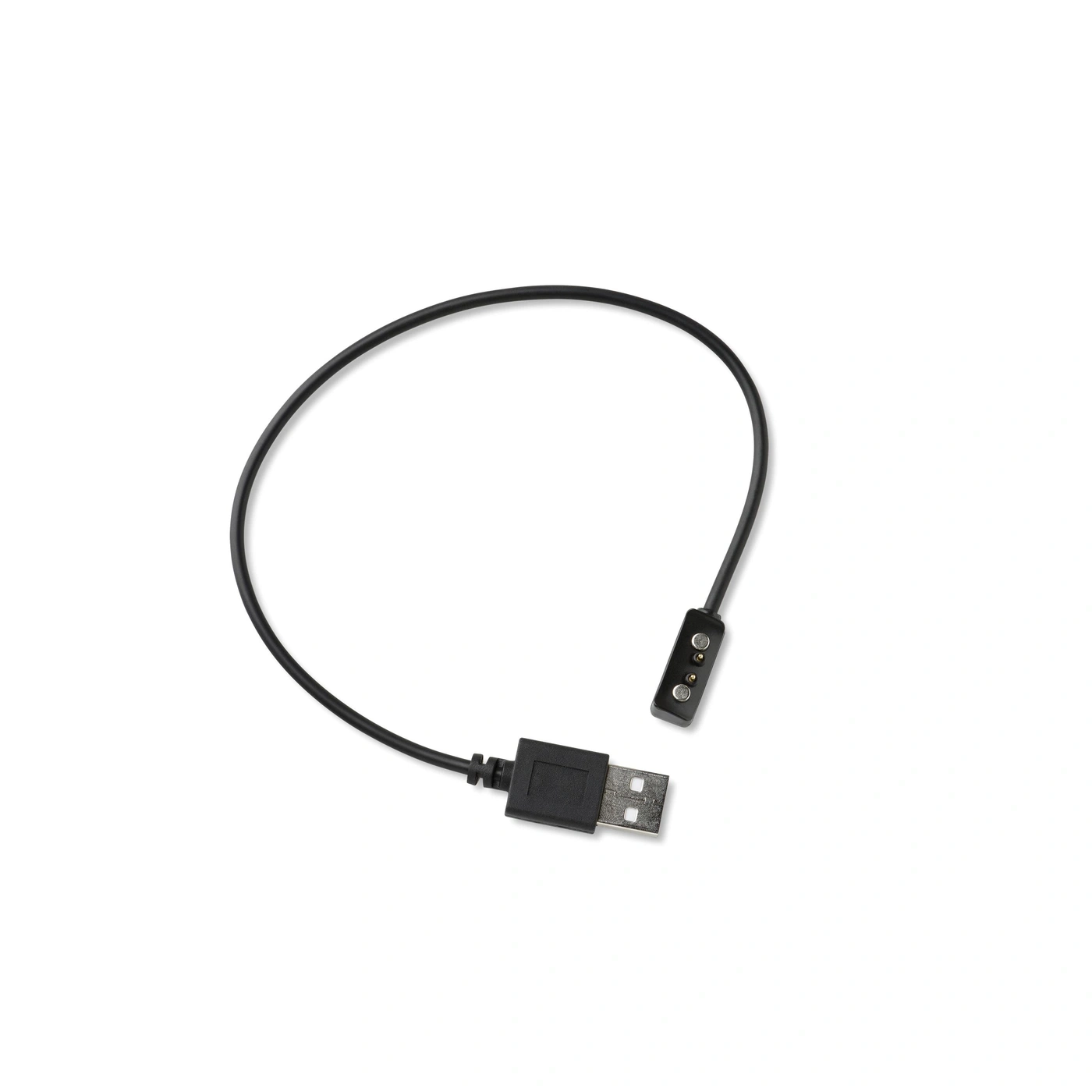 Un cable de carga USB negro con conector magnético para un dispositivo vestible.