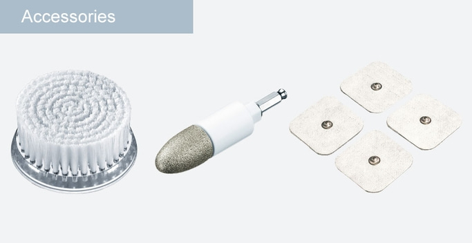 Accesorios: cepillo de limpieza, accesorio de esmerilado, electrodos para dispositivos de masaje.