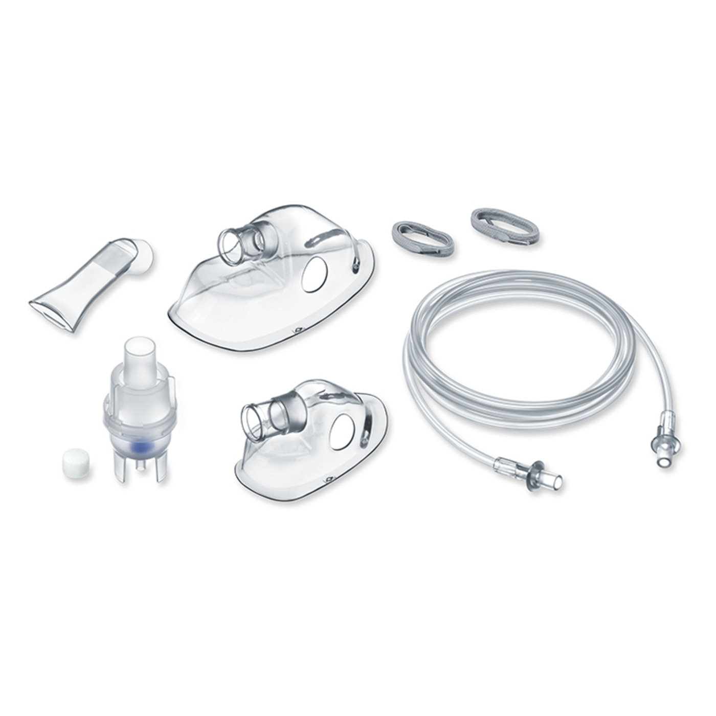 Equipo médico: máscaras, tubos y accesorios para terapia de inhalación.